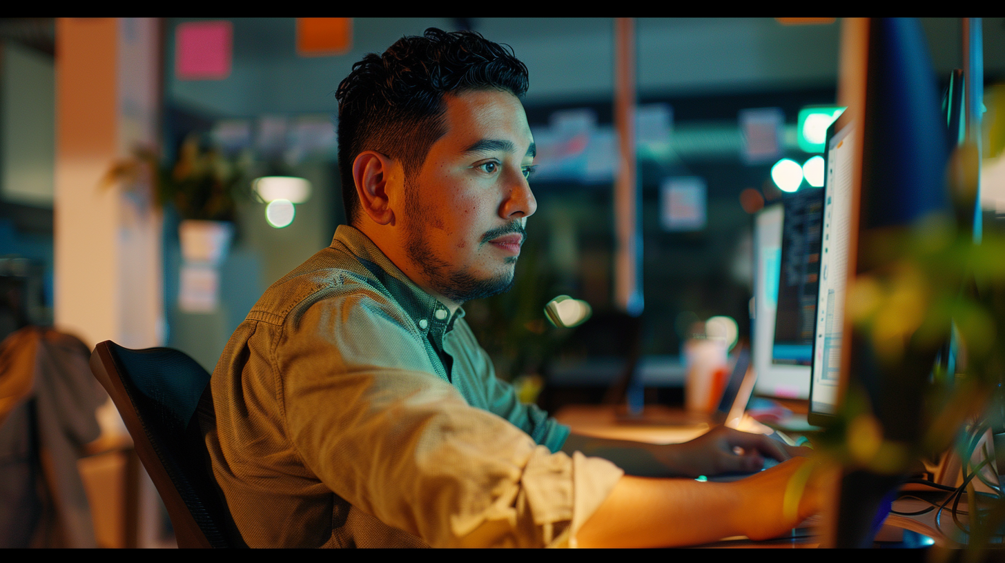 man working at computer