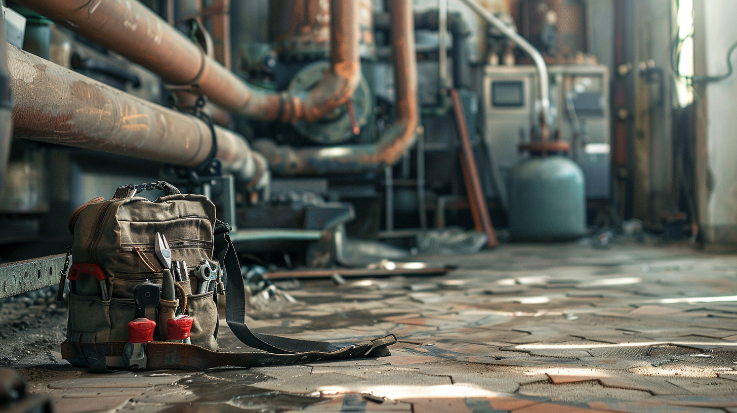 bag sitting in boiler room